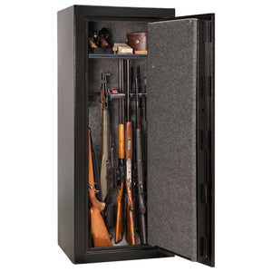 Centurion 18 | Level 1 Security | 30 Minute Fire Protection | Dimensions: 59.5" x 24.25" x 20" | Textured Black | Elock - No Door Panel Promotion - Open Door