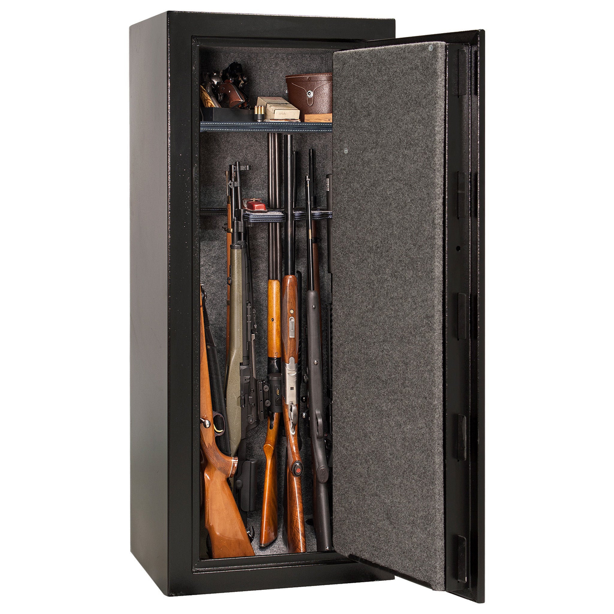 Centurion 18 | Level 1 Security | 30 Minute Fire Protection | Dimensions: 59.5" x 24.25" x 20" | Textured Black | Elock - No Door Panel Promotion - Open Door