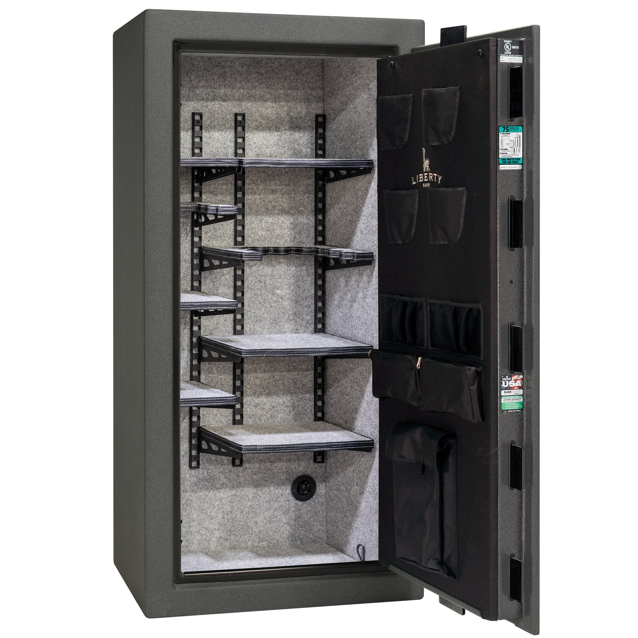 Colonial Series | Level 4 Security | 75 Minute Fire Protection | 23 PRO FLEX | DIMENSIONS: 60.5"(H) X 30"(W) X 22"(D*) | Granite Textured | Electronic Lock - Open
