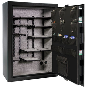 Colonial 35 | Pro Flex Interior | Level 4 Security | 75 Minute Fire Protection | Dimensions: 60.5"(H) x 42"(W) x 22"(D) | Up to 45 Long Guns | Black Textured | Mechanical Lock – Open