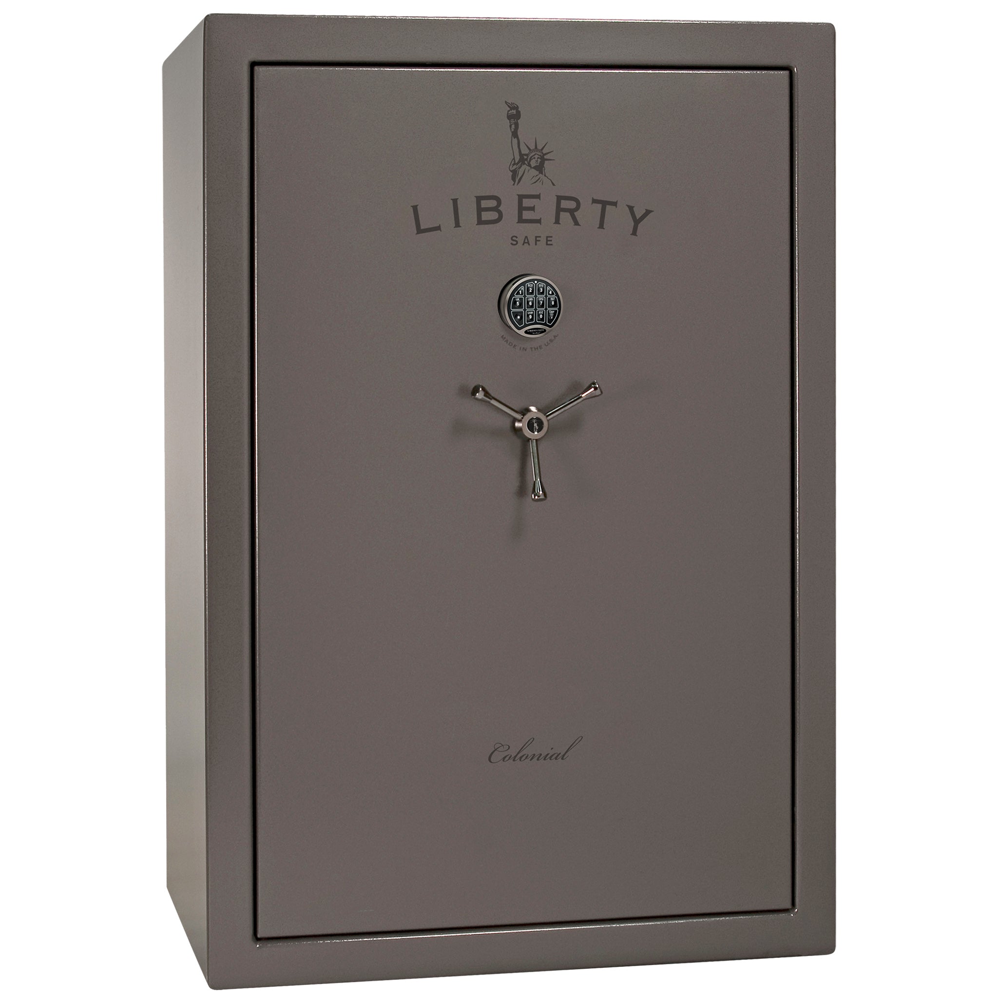 Colonial 35 | Pro Flex Interior | Level 4 Security | 75 Minute Fire Protection | Dimensions: 60.5"(H) x 42"(W) x 22"(D) | Up to 45 Long Guns | Gray Gloss | Electronic Lock - Closed