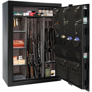 Colonial Series | Level 4 Security | 75 Minute Fire Protection | 35 | DIMENSIONS: 60.5"(H) X 42”(W) X 22"(D*) | Black Gloss | Mechanical Lock - open