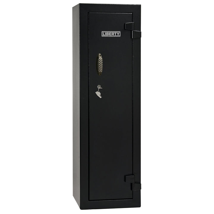 Gun Cabinet 14 | Dimensions: 59"(H) x 18"(W) x 16"(D*) | Textured Black - Closed