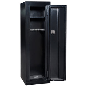 Gun Cabinet 14 | Dimensions: 59"(H) x 18"(W) x 16"(D*) | Textured Black - Open