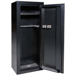 Gun Cabinet 14 | Dimensions: 59"(H) x 24"(W) x 16"(D*) | Textured Black - Open
