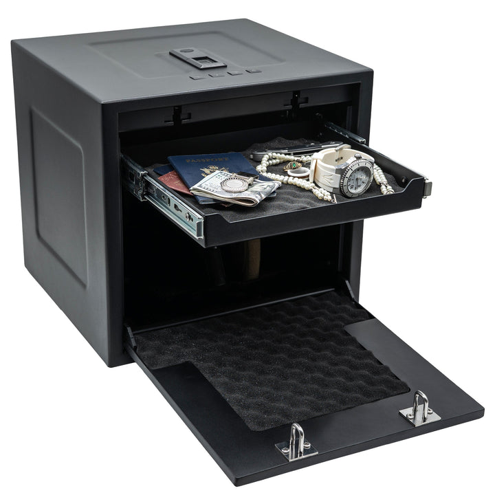 HDV-350X | Biometric Handgun Vault | 13”(D) X 14”(W) X 13”(H) Exterior Dimensions | Black - Open