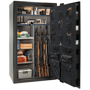 USA Series | Level 3 Security | 60 Minute Fire Rating | 50 | Dimensions: 72.5”(H) x 42”(W) x 27.5”(D) | Black Textured | Mechanical Lock - Open Door